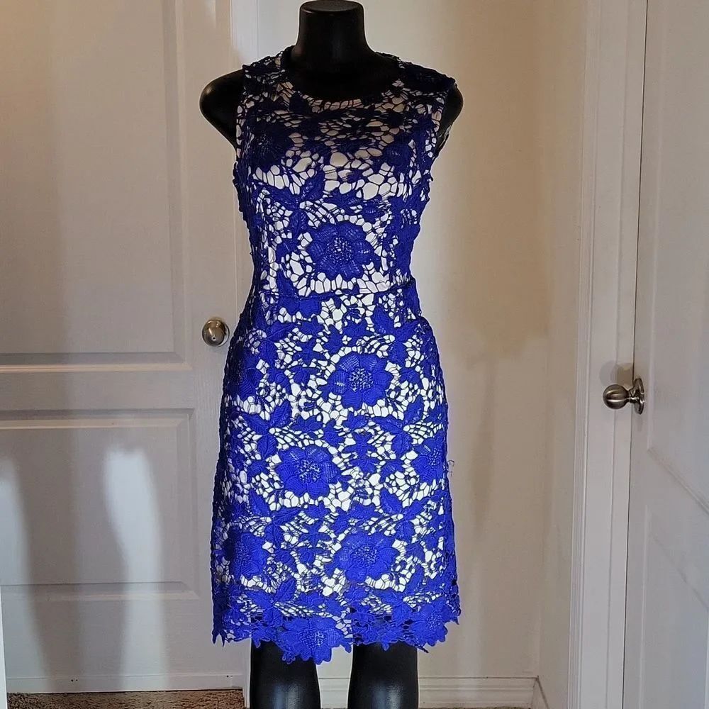 BRAND NEW RYAN MICHELLE LACE SLEEVELESS ROUNDNECK LINE DRESS - Picture 14 of 16